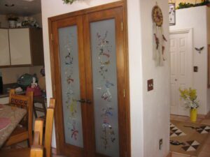 Pantry Doors Flowers and Hummingbirds
