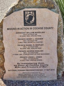 Memorials Military Missing in Action in Cochise County